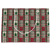 Grand Sac Cadeau Jardin de Noël rouge et vert (Devant)