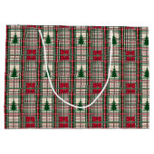 Grand Sac Cadeau Jardin de Noël rouge et vert (Dos)