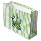 Grand Sac Cadeau Jardin Floral Bleu Et Vert (Dos Angle)