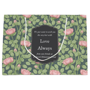 Grand Sac Cadeau Jardin Rose enchanté Brown personnalisé