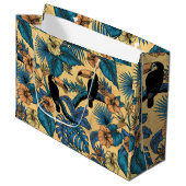 Grand Sac Cadeau Jardin toucan en jaune et bleu (Devant Angle)