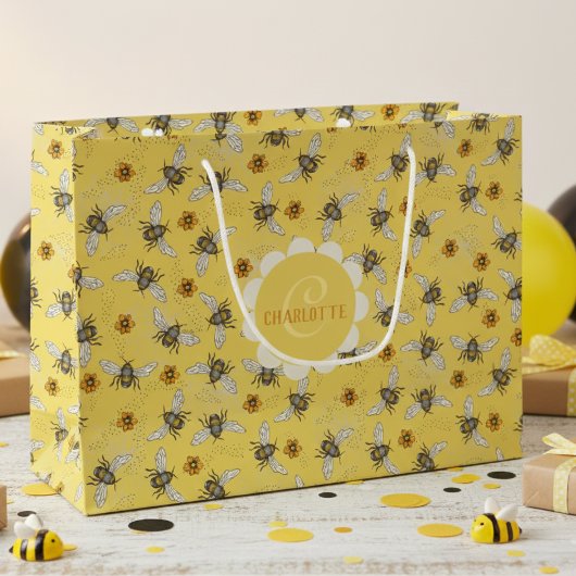 Grand Sac Cadeau Jaune branché Printemps & Été Abeille de miel