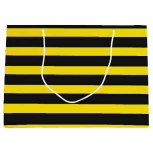 Grand Sac Cadeau Jaune et noir Abeille-Comme le motif de rayures