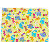 Grand Sac Cadeau Jaune pastel mignon Anniversaire bébé dinosaure un (Dos)