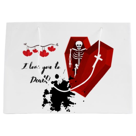 Grand Sac Cadeau "Je t'aime à mort" Saint Valentin (Devant)