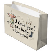 Grand Sac Cadeau Je T'Aime Dobby Aime Les Chaussettes (Dos Angle)