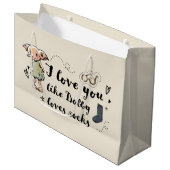 Grand Sac Cadeau Je T'Aime Dobby Aime Les Chaussettes (Devant Angle)