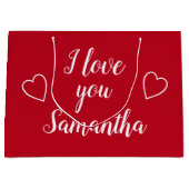 Grand Sac Cadeau Je t'aime Nom personnalisé (Devant)