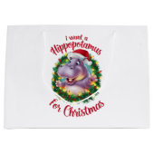 Grand Sac Cadeau Je Veux Un Hippopotame Pour Noël Hippo De Noël (Devant)