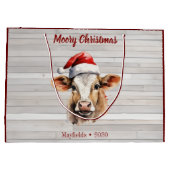 Grand Sac Cadeau Jersey Cow Barn Wood "Moory Christmas" (Dos)