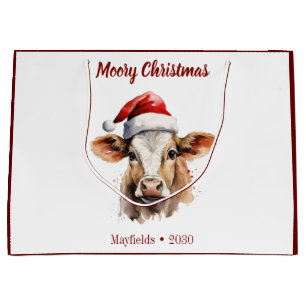 Grand Sac Cadeau Jersey Cow "Moory Christmas"