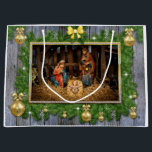 Grand Sac Cadeau Jesus born<br><div class="desc">jesus christmas christ,  snowflake party year happy,  merry winter vintage animals,  father mother saint,  xmas magi christianity faith,  bible stable child,  night family virgin,  holiday nativity holy born,  birschchristian,  christmas christ</div>
