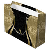 Grand Sac Cadeau Jeu d'oeil Or Noir Damas Lignes dynamiques 2 (Dos Angle)