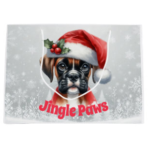Grand Sac Cadeau Jingle Paws et Boxer Dog Joy