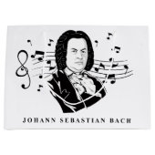 Grand Sac Cadeau Johann Sebastian Bach Portrait et buste avec notes (Devant)