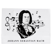 Grand Sac Cadeau Johann Sebastian Bach Portrait et buste avec notes (Dos)