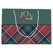Grand Sac Cadeau Joie au monde Typographie Rustique Plaid (Dos)