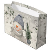 Grand Sac Cadeau Joie de Noël avec Snowman souriant (Dos Angle)