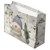 Grand Sac Cadeau Joie de Noël avec Snowman souriant (Devant Angle)