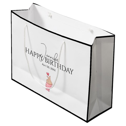 Grand Sac Cadeau Joli anniversaire Noir & Blanc (Devant Angle)
