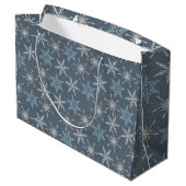 Grand Sac Cadeau Joli bleu blanc Flocon de neige Motif Noël (Dos Angle)