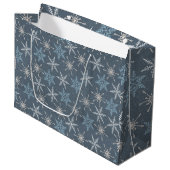 Grand Sac Cadeau Joli bleu blanc Flocon de neige Motif Noël (Devant Angle)