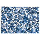 Grand Sac Cadeau Joli Boho bleu et blanc floral (Dos)