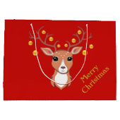 Grand Sac Cadeau Joli Cerf de Noël (Dos)