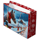 Grand Sac Cadeau Joli Cheval Brown avec Bow Noël Personnalisé (Devant Angle)