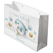 Grand Sac Cadeau Joli dauphin avec bulles (Devant Angle)