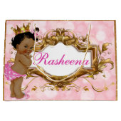 Grand Sac Cadeau Joli en rose princesse africaine rose et or (Devant)