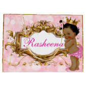 Grand Sac Cadeau Joli en rose princesse africaine rose et or (Dos)