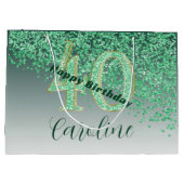Grand Sac Cadeau Joli Falling Green Parties scintillant 40e anniver (Dos)