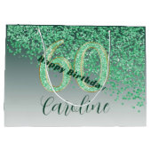 Grand Sac Cadeau Joli Falling Green Parties scintillant 60e anniver (Dos)