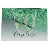 Grand Sac Cadeau Joli Falling Green Parties scintillant 70e anniver (Dos)