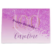 Grand Sac Cadeau Joli Falling Parties scintillant rose 100e anniver (Devant)