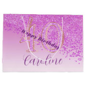 Grand Sac Cadeau Joli Falling Pink Parties scintillant 40e annivers (Dos)