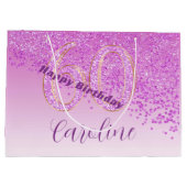 Grand Sac Cadeau Joli Falling Pink Parties scintillant 60e annivers (Dos)