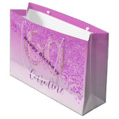 Grand Sac Cadeau Joli Falling Pink Parties scintillant 60e annivers (Devant Angle)