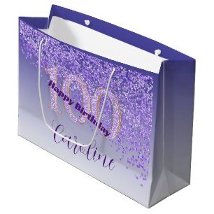 Grand Sac Cadeau Joli Falling Purple Parties scintillant 100e anniv