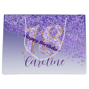 Grand Sac Cadeau Joli Falling Purple Parties scintillant 18e annive
