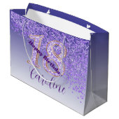 Grand Sac Cadeau Joli Falling Purple Parties scintillant 18e annive (Dos Angle)