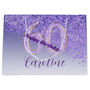 Grand Sac Cadeau Joli Falling Purple Parties scintillant 60e annive