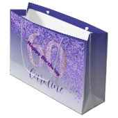 Grand Sac Cadeau Joli Falling Purple Parties scintillant 60e annive (Devant Angle)