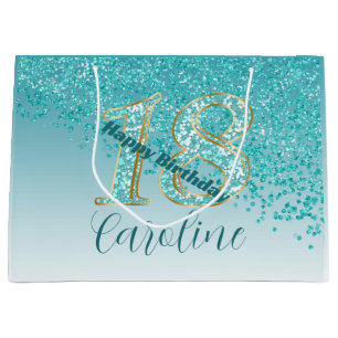 Grand Sac Cadeau Joli Falling Turquoise Blue Parties scintillant 18