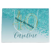 Grand Sac Cadeau Joli Falling Turquoise Blue Parties scintillant 40 (Devant)