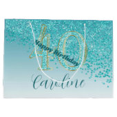 Grand Sac Cadeau Joli Falling Turquoise Blue Parties scintillant 40 (Dos)