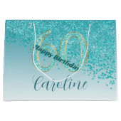 Grand Sac Cadeau Joli Falling Turquoise Blue Parties scintillant 60 (Devant)