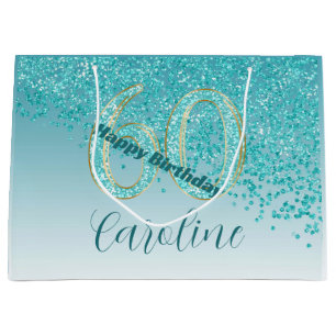 Grand Sac Cadeau Joli Falling Turquoise Blue Parties scintillant 60