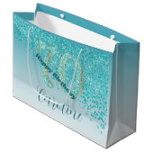 Grand Sac Cadeau Joli Falling Turquoise Blue Parties scintillant 70 (Devant Angle)